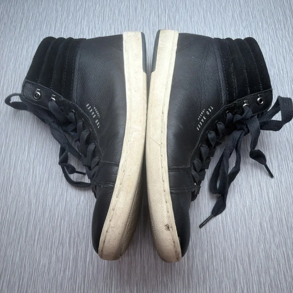 Ted Baker Men's Black Leather High Top Lace Up Sneakers US 8.5 EU 42